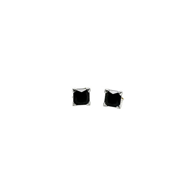9ct White Gold 6mm Square Black CZ Stud Earrings
