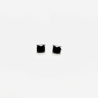 9ct White Gold 6mm Square Black CZ Stud Earrings