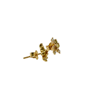 18ct Yellow Gold Multi-Coloured Natural Argyle Diamond Stud Earrings