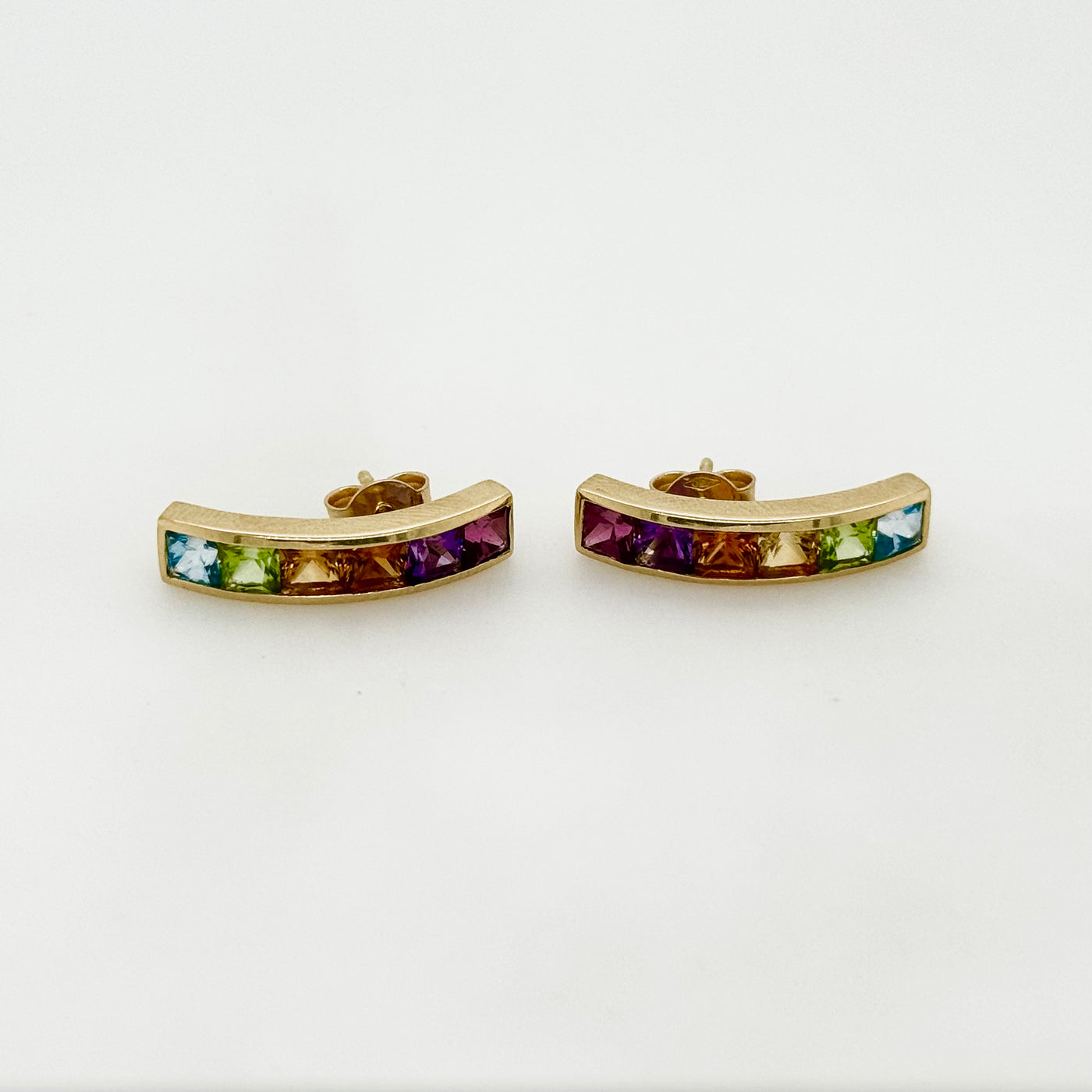 18ct Yellow Gold Multi-Coloured Stone Studs