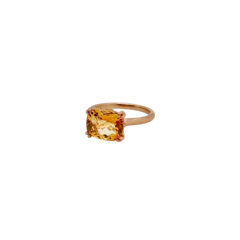 9ct Rose Gold Citrine and Diamond Ring