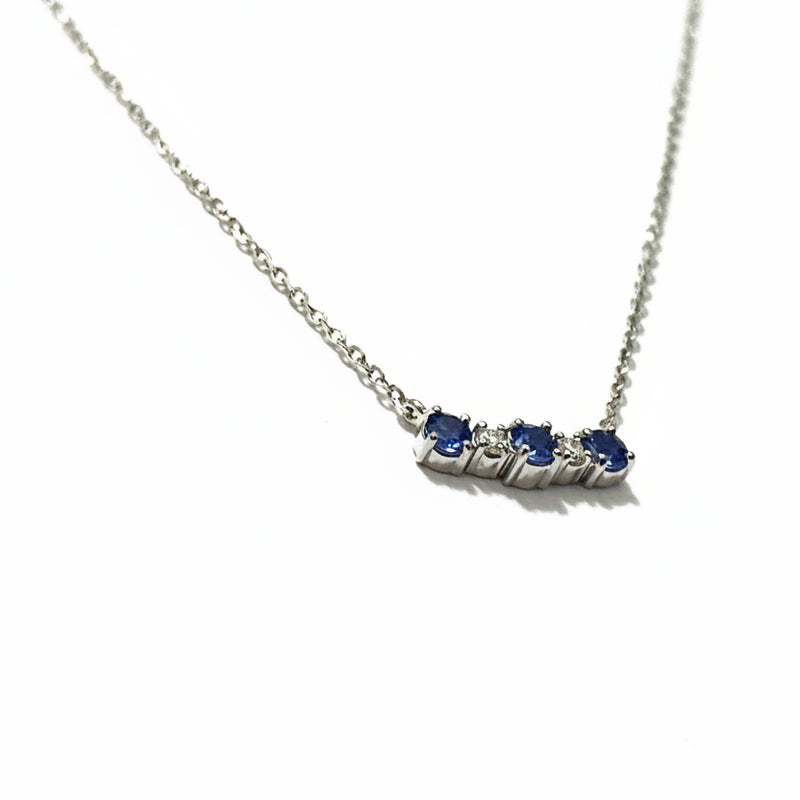 18ct White gold Fine Sapphire and Diamond Necklet