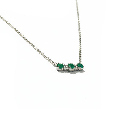 18ct White Gold Fine Emerald and Diamond Necklet