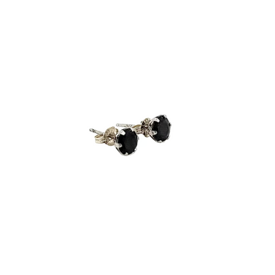 9ct White Gold Black 6mm CZ Stud Earrings