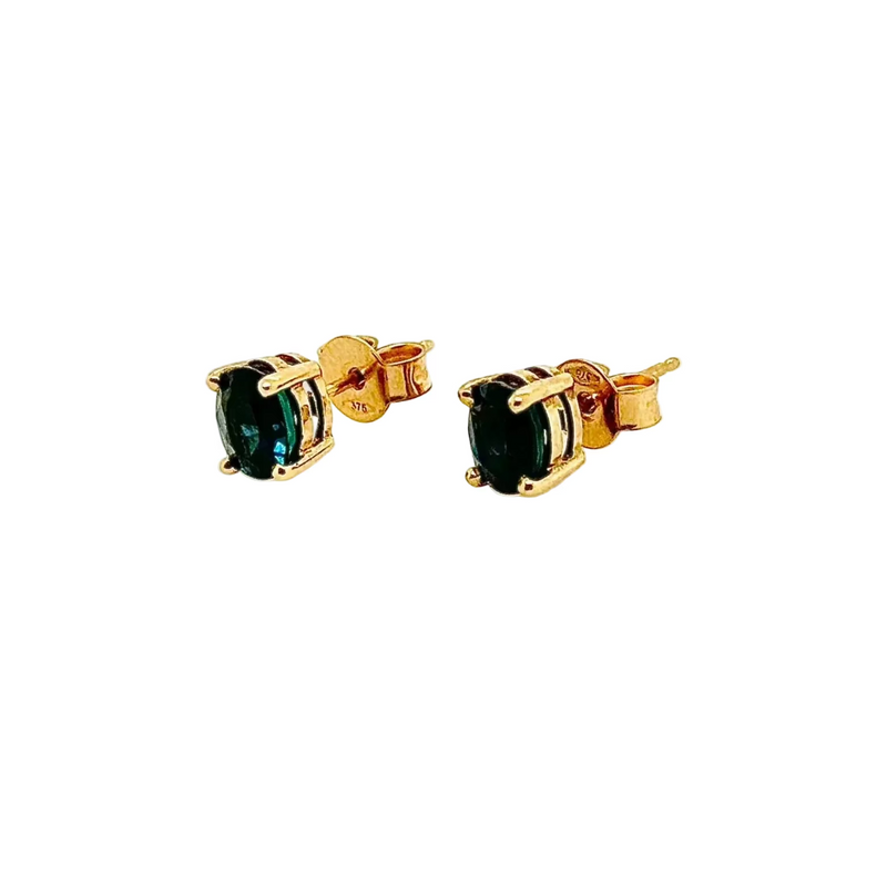 9ct Yellow Gold Australian Blue Sapphire Stud Earrings
