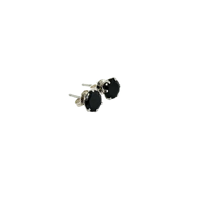 9ct White Gold 7mm Round Black CZ Stud Earrings