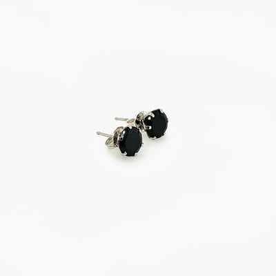 9ct White Gold 7mm Round Black CZ Stud Earrings