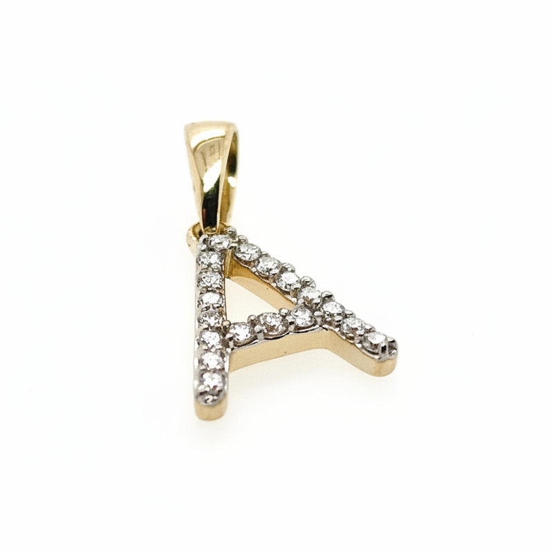 18ct Yellow Gold and Diamond Initial "A" Pendant