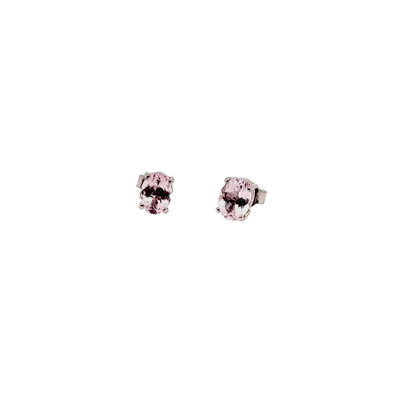 18ct White Gold Oval Morganite Stud Earrings