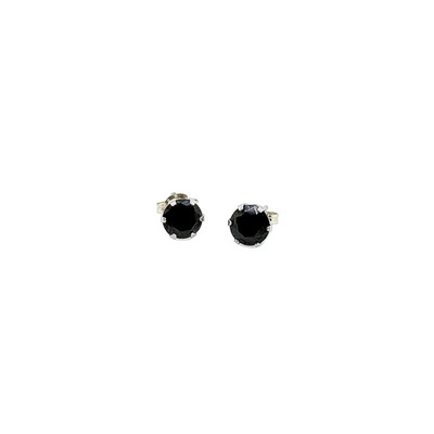 9ct White Gold Black 6mm CZ Stud Earrings
