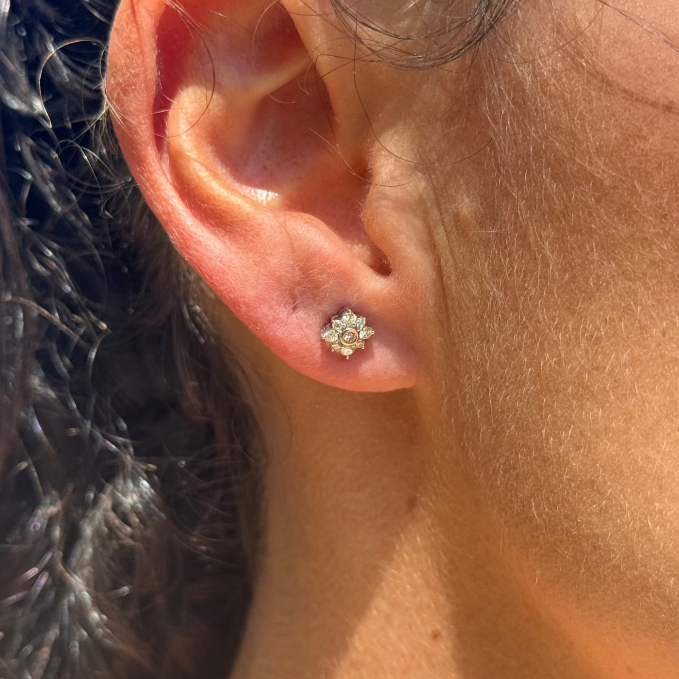 Pink Caviar 9ct White and Rose Gold Diamond Stud Earrings