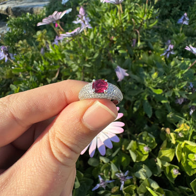 18ct White Gold Ruby and Diamond Ring