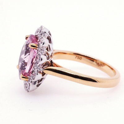 18ct Rose/White Gold Morganite and Diamond Ring