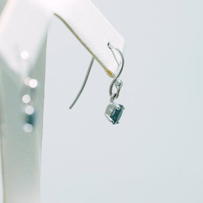 9ct White Gold Oval Blue Sapphire Shephard Hook Earrings