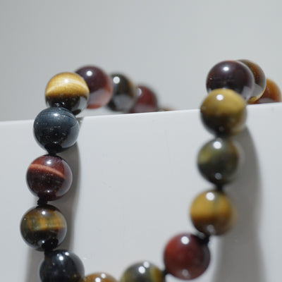 Natural Stone Bracelet Tigers Eye 10mm Round with Magnetic Clasp