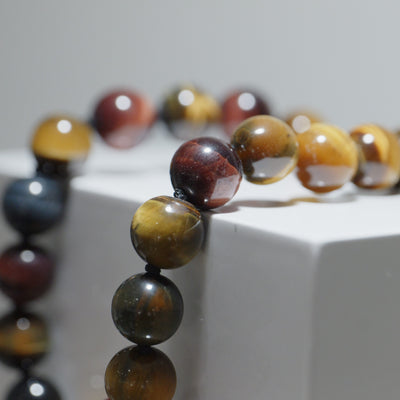 Natural Stone Bracelet Tigers Eye 10mm Round with Magnetic Clasp