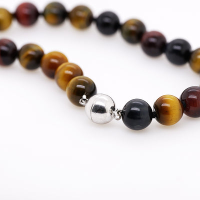 Natural Stone Bracelet Tigers Eye 10mm Round with Magnetic Clasp