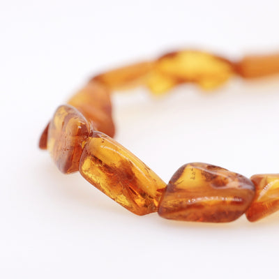 Natural Baltic Amber Warm Tone Baroque Shaped Small Stretchy Bracelet