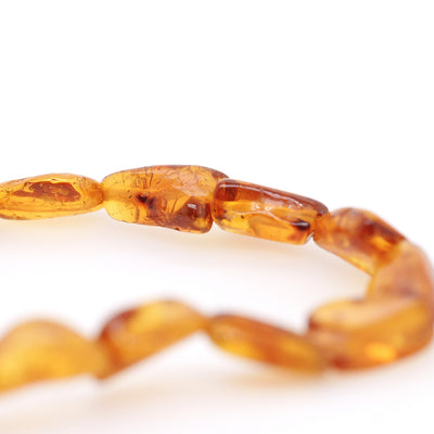 Natural Baltic Amber Warm Tone Baroque Shaped Small Stretchy Bracelet
