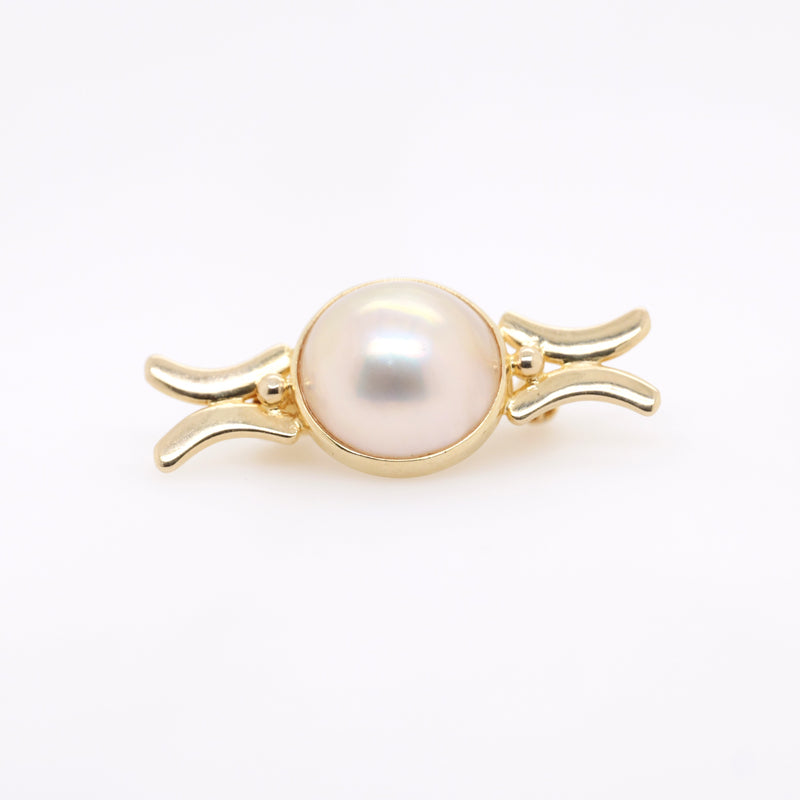 14ct Yellow Gold Mabe Pearl Brooch
