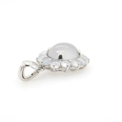 18ct White Gold Oval Claw Set Moonstone Cluster Pendant