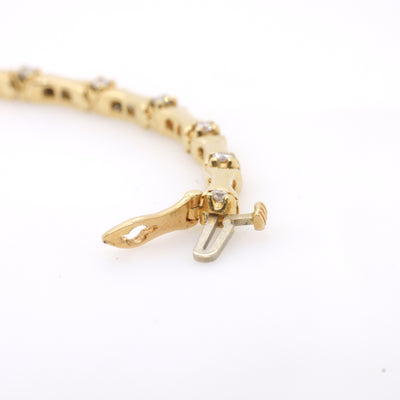 18ct Yellow Gold Curved Bar Link and Diamond Bracelet