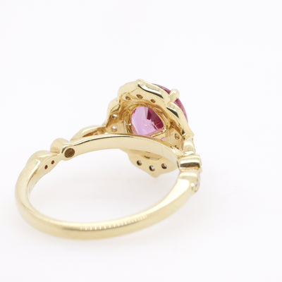 18ct Yellow Gold Padparadscha Sapphire and Diamond Ring