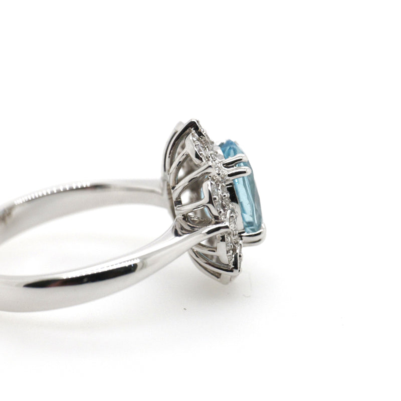 18ct White Gold "Lillibet" Aquamarine and Diamond Dress Ring