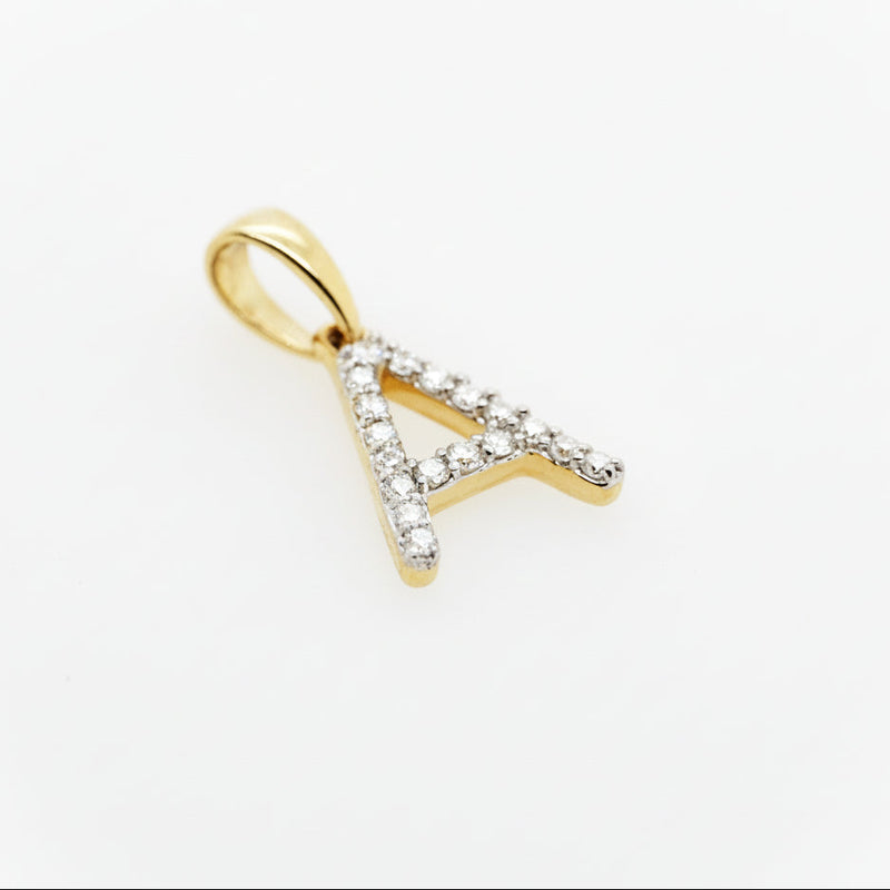 18ct Yellow Gold and Diamond Initial "A" Pendant