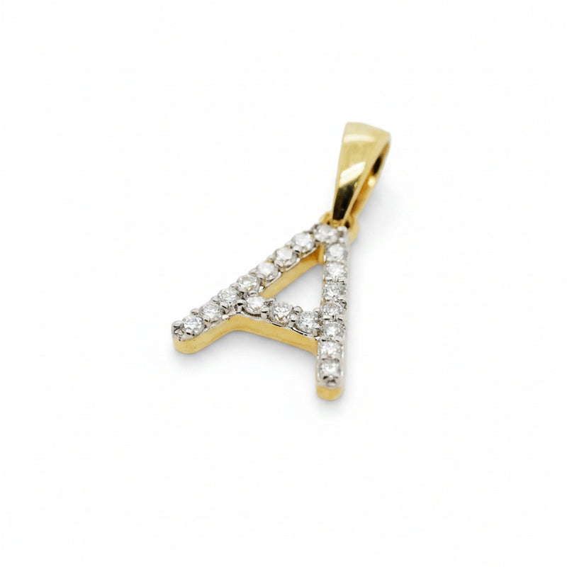 18ct Yellow Gold and Diamond Initial "A" Pendant