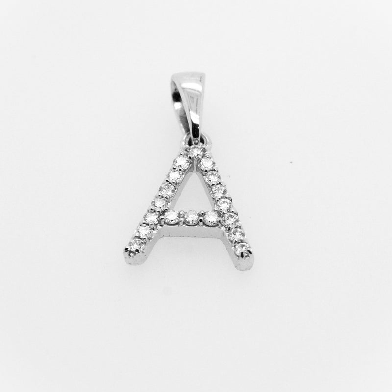 18ct White Gold and Diamond Initial "A" Pendant