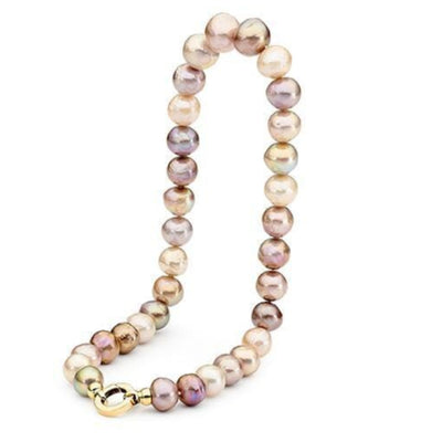 9ct Yellow Gold Pink Ikecho Edison Freshwater Necklace