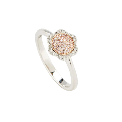 18ct White and Rose Gold Natural Argyle Pink and White Diamond Flower Ring