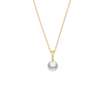 18YG 11mm Pearl & Diamond Pendant