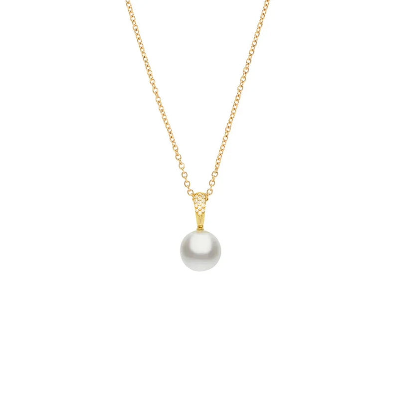 18YG 11mm Pearl & Diamond Pendant