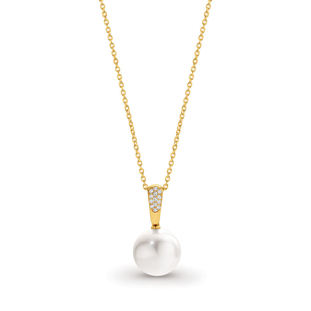 18k Yellow Gold South Sea Pearl and Diamond Pendant