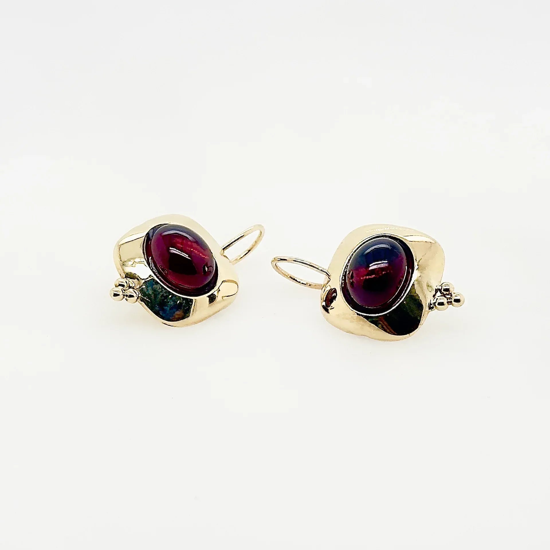 Garnet & gold drop earrings